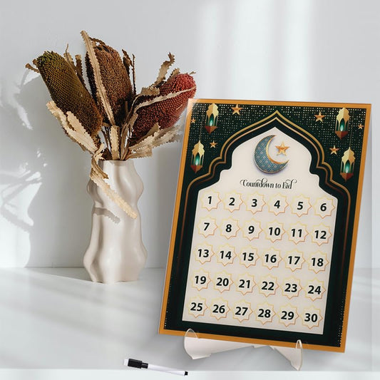 Ramadan Mubarak Advent Calendar Arylic Countdown Calendars Home Decor,Write by Hand Eid Decorations/Ramadan Decorations for Home,Ramadan Ornament Kids Gift (G)