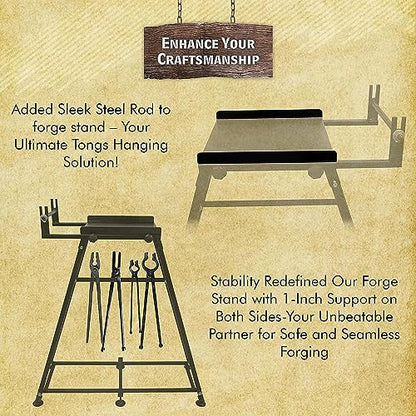 Simond Store Blacksmith Forge Kit Stand - Compatible with all Single Burner Blacksmithing Starter Kit - Steel Propane Forge - Forge Starter kit Stand 12 inch Home Forge Starter kit Tool Kit Stand