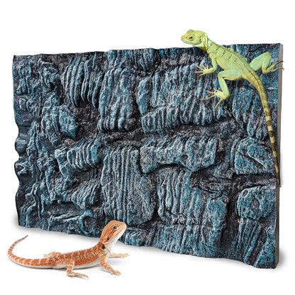 17.7x11.8in Rock Terrarium Background,3D Reptile Tank Background Board,Amphibian Stereo Backdrop Wall,Lizard Snake Gecko Spider Turtle Fish pet silo Background Decorative Panel(Blue) - color: Blue-17.7"*11.8"（1pcs）