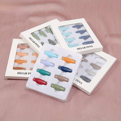 Headscarf Safety Pins 8-Pack Multi-Color Plastic Scarf Clips with Safety Buckles for Hijab, Hats, Caps and Head Coverings, - color: Color 1