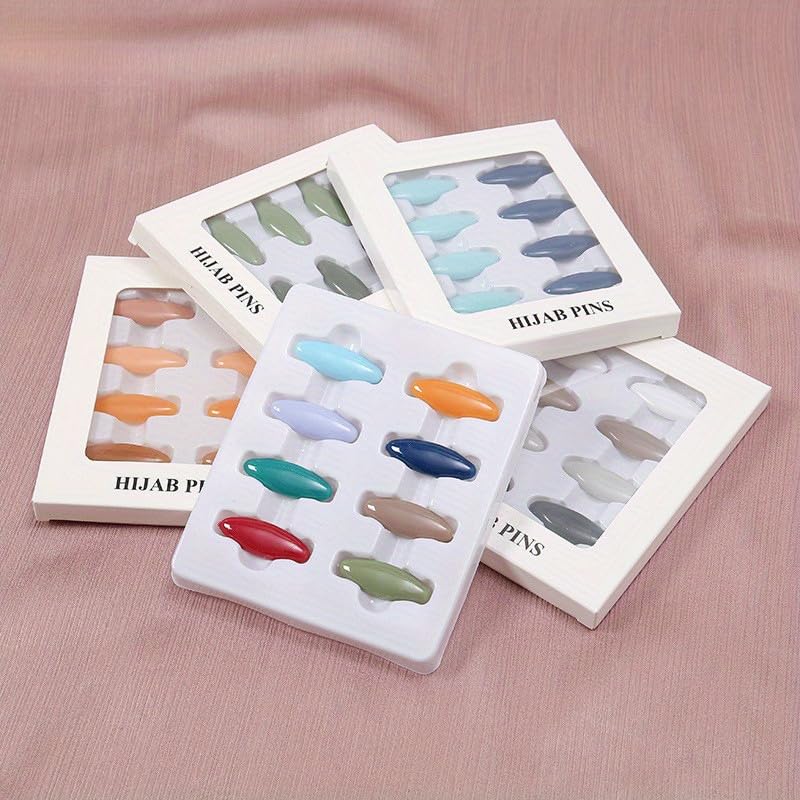 Headscarf Safety Pins 8-Pack Multi-Color Plastic Scarf Clips with Safety Buckles for Hijab, Hats, Caps and Head Coverings, - color: Green 7