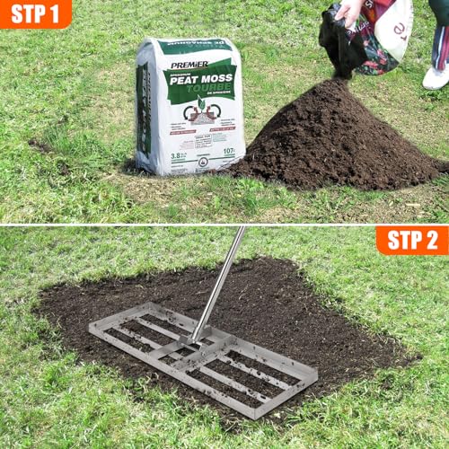 Garvee 36 Inch Heavy Duty Lawn Leveling Rake – Adjustable 72 Inch Handle, Stainless Steel Garden and Yard Leveler, Ideal for Soil, Sand, Compost, Peat Moss – Professional Turf Rake, Easy Assembly - size: 36in