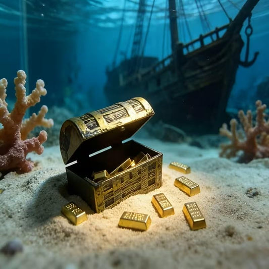 Metal Pirate Treasure Chest Aquarium Decor, Mini Treasure Box with Golden Coins & Bars, Lockable Fish Tank Accessory for Goldfish and Aquatic Plants Decoration