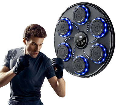 Music Boxing Machine for Adults and Kids| Exercise Equipment Smart Boxing Pad with Boxing Gloves, Speaker & Bluetooth Synced LED lights with 9 Modes & Speeds, Large Size Wall for Home, Office, and Gym