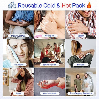 Ice Pack for Injuries Reusable, Ice Bag for Injuries Hot Water Bag for Hot & Cold Therapy, No-Leak Ice Bag with Elastic Breathable Support Wrap, 3 Sizes 6/9/11" - size: 6/9/11 Inch