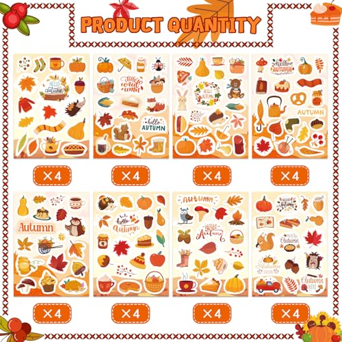 576 PCS Fall Stickers, Hello Autumn Stickers, Thanksgiving Games for Kids - style: Fall