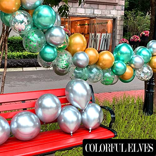 12 Inch 100 Pcs Latex Metallic Chrome Balloons Helium Shiny Thicken Balloons Party Decoration (Silver) - color: Silver