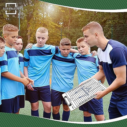 SCRIBBLEDO Football Dry Erase Whiteboard for Coaches, 15x9 Double Sided Coaching Clipboard for Plays Drills and Lineups, Coach Gift