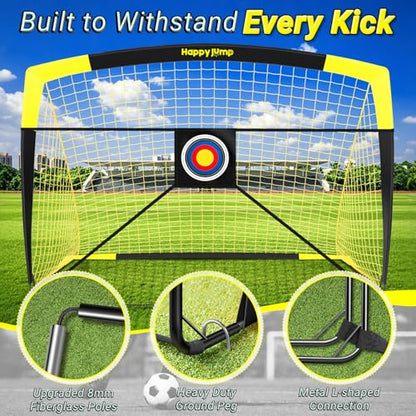 Happy Jump 7x5 FT & 5x3.6 FT Portable Soccer Goal for Youth Players Ages 6–14, Large-Frame Design Built for Long-Term Development, Easy Setup for Backyard, Park or School Training - style: 7x5–2 Goals+Accessories