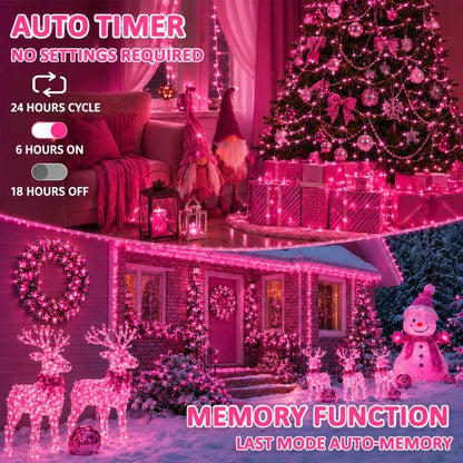 2 Pack 200 LED Battery Operated String Lights, Twinkle Fairy Lights Pink - color: Pink, size: 2PK(100LED)