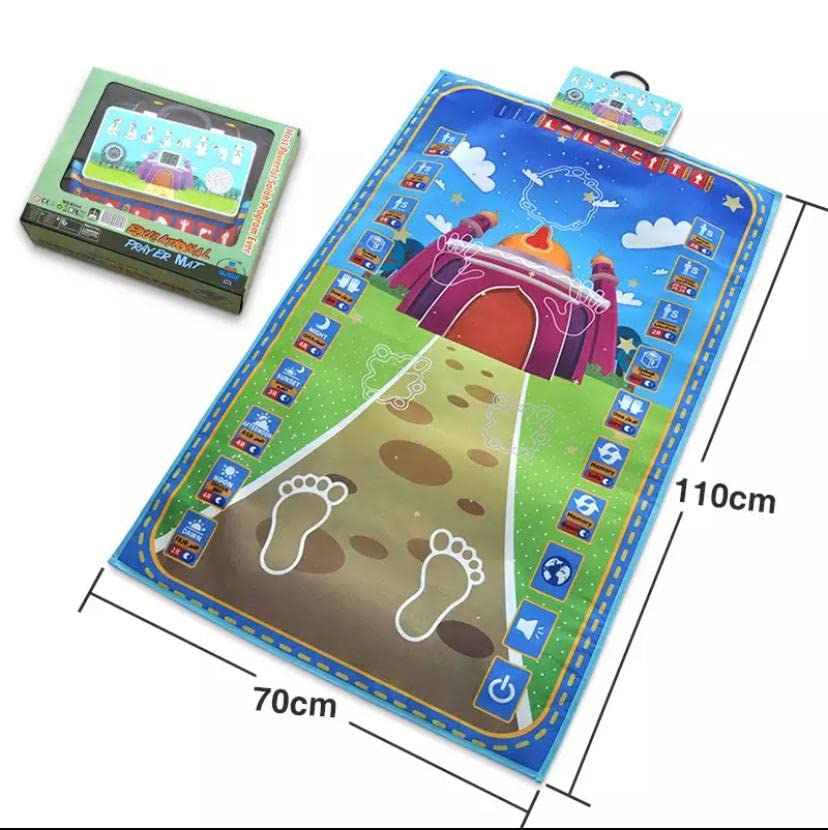 Electronic Adult/Children Educational Interactive Prayer Mat-Islamic, Smart Intelligent Muslim Prayer mat, Green -Blue