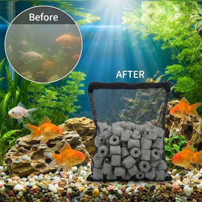 16 Pcs Aquarium Filter Media Bags Extra Fine, Fine Mesh Filter Media Bag with Zipper, White and Black Bag for Fish Tank Activated Carbon, Biospheres, Ceramic Rings