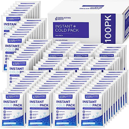 100 Pack - Instant Cold Packs - Instant Ice Packs for Injuries | Disposable Cold Compress Ice Pack for Pain Relief, Swelling, Inflammation, Sprains, Toothache - Cold Pack for Athletes - style: 100 Pack