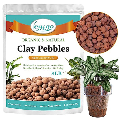 8LB Leca Clay Pebbles for Plants, 4mm-16mm Clay Balls for Hydroponic | Drainage, Reusable, Aeration, Moisture Retention, Lightweight, Natural Leca for Orchids, Succulents, Terrariums, Aquaponics - size: 8LB
