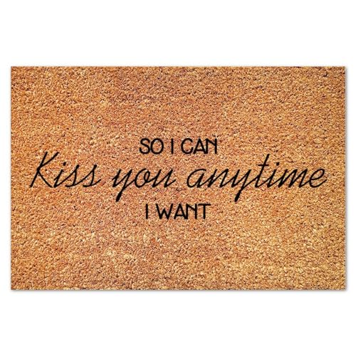 So I Can Kiss You Anytime I Want Coir Mat Doormats Funny Bible Verse Durable Coir Non Slip Mat for Indoor Outdoor Porch Home Entryway 16x24in - color: Style-13, size: 2' x 1'4" (Rectangular)