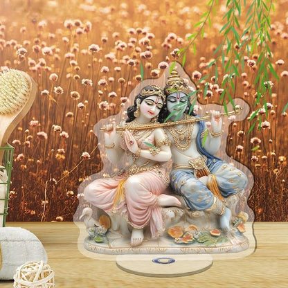 YLUYINOM 2D Flat Acrylic Display Plaque, Divine Radha and Krishna Figures On A Decorative Base with Intricate Jewelry and Serene Expressions. Rotatable, with Base - color: Picture 22