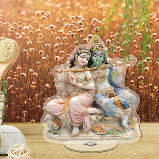 YLUYINOM 2D Flat Acrylic Display Plaque, Divine Radha and Krishna Figures On A Decorative Base with Intricate Jewelry and Serene Expressions. Rotatable, with Base - color: Picture 22