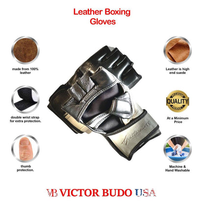 Victorbudo MMA Gloves for Men & Women, Martial Arts Bag Gloves, Kickboxing Gloves with Open Palms, Boxing Gloves for Punching Bag, Sparring, Muay Thai, MMA - size: Medium