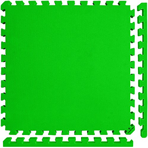 Meister X-Thick 1.5" Interlocking EVA Foam Mats - GN - 16 Tiles (64 Sqft) | Extra-thick 2X cushioning w/ anti-slip grip. 2' x 2' puzzle mats for wrestling, MMA, gymnastics, home gyms and play areas - color: Green, size: 16 Tiles (64 Sqft)