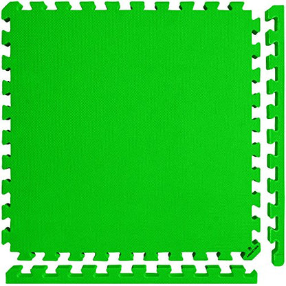 Meister X-Thick 1.5" Interlocking EVA Foam Mats - GN - 16 Tiles (64 Sqft) | Extra-thick 2X cushioning w/ anti-slip grip. 2' x 2' puzzle mats for wrestling, MMA, gymnastics, home gyms and play areas - color: Green, size: 16 Tiles (64 Sqft)