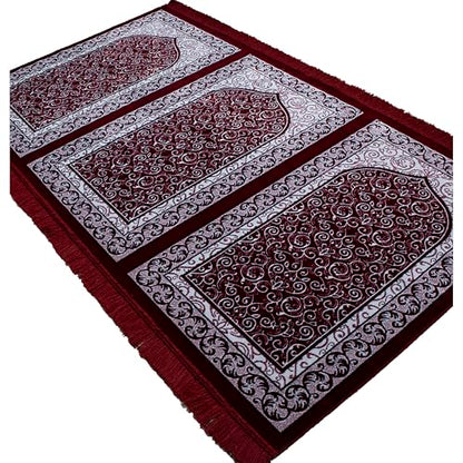 Modefa Muslim Prayer Rug Wide Multi Person Velvet Floral Carpet (Swirl Red) - color: Swirl Red