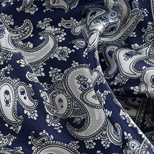 QBSM Womens 23.6 inch Satin Silk Feeling Formal Square Neck Scarf Head Hair Wraps Kerchief - color: Cashew Flowers-black