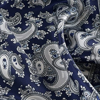 QBSM Womens 23.6 inch Satin Silk Feeling Formal Square Neck Scarf Head Hair Wraps Kerchief - color: Cashew Flowers-black