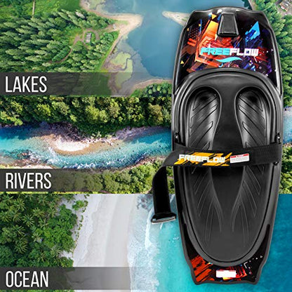 SereneLife Water Sport Kneeboard with Hook for Kids & Adults, Kneeboard with Strap for Boating, Waterboarding, Kneeling Boogie Boarding, Knee Surfing