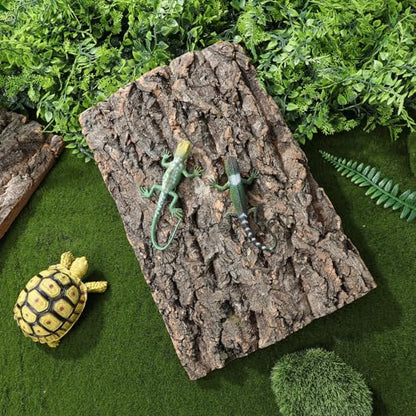 Kisangel 2Pcs Natural Cork Bark Fish Tank Decoration 11.81X7.87X0.39In Reptile Cork Bark Climbing Decor Aquarium Ornaments for Bearded Dragon Lizard Turtle Habitat