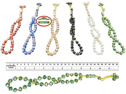 6 Pack Tasbih Prayer 33ct Worry Beads Misbaha Islamic Gift Ramadan Gift Eid Gift Allah Rosary Bulk Islamic Crystal Prayer Beads(6)