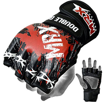 MRX MMA Grappling Gloves Cage Fighting Sparring Leather Glove Training Blood Series - size: Small