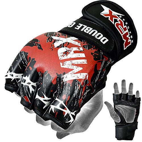 MRX MMA Grappling Gloves Cage Fighting Sparring Leather Glove Training Blood Series - size: X-Large