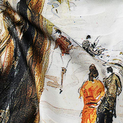 100% Mulberry Silk Scarf-Printed or Solid Color 35” Square Large Silk Hair Head Wrap Scarf With Gift Box Package - color: M1 Pattern: Autumn Street