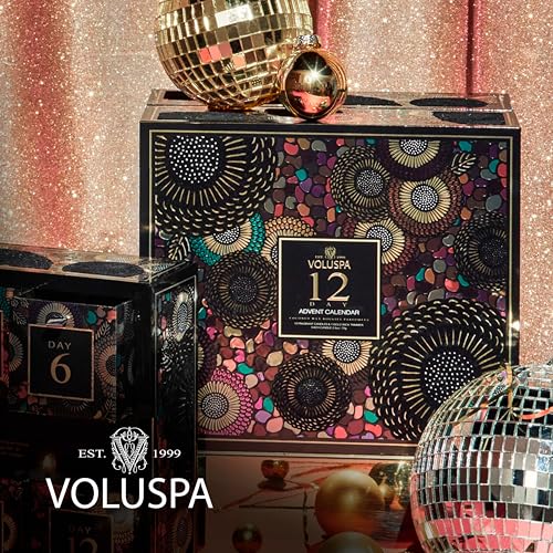 Voluspa 12 Day Advent Calendar Scented Candles Gift Set, 2.5 oz Each, 25 Hour Burn Time, Scented for Women and Men
