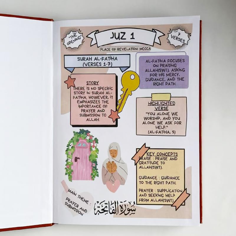 NDEMl Simple Illustrated Guide to the Quran, Bible Study Plan Notebook, brown cover, 18 * 25cm