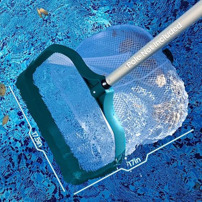 17.5" Ultra Fine Mesh Pool Net Skimmer, Deep Bag Leaf Rake (No Pole) | Extra Wide Scoop Edge, Plastic Reinforced frame, Double Layer Diamond Deep Net for Swimming Pool Cleaning Leaves, Debris - size: Diamond Pool Rake
