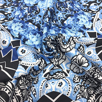 YOUR SMILE Silk Like Scarf Women's Fashion Pattern Large Square Satin Headscarf Headdress - color: 127