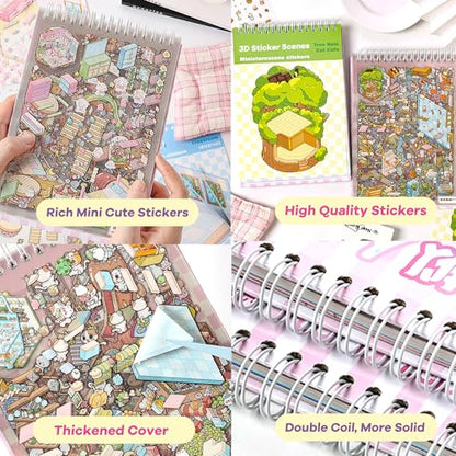 Scene Sticker – 20 Sets DIY 3D Sticker Scene Book Cute Cartoon Stickers Kit – Fun Sticker Therapy Activity for Stress Relief, Crafts & Gifts - color: Pink - 20 Sets