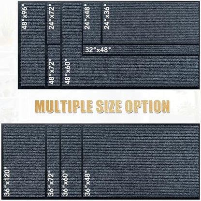 Front Door Mat, 2.7'x4'Indoor Outdoor Welcome Commercial Floor Mat | Heavy Duty Durable Inside Outside Entrance, Waterproof All-Season, All-Weather Non Slip Backing Doormat for Entryway, Black - size: 32"x48"