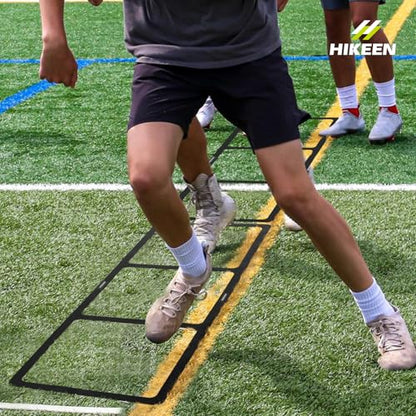 Hikeen Agility Ladder - Speed Ladder for Football, Basketball - Durable Rubber Training Ladder for Footwork with Carry Bag, Portable & Non-Slip Agility Football Training Equipment - style: Black