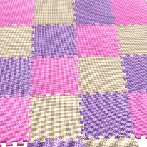 MQIAOHAM® 18 Pieces Puzzle Play Mats G301018-103110111 - color: Pink Beige Purple