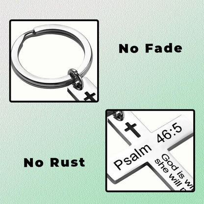 Catholic Bible Quote Keychain Christian Bag Charm for Women Mom Aunt Birthday Christmas Religious Gifts for Nana Grandma Jesus Cross Keychain God Is within Her She Will Not Fall Keychain Gift