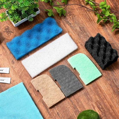 Threlaco 32 Pcs Filter Media Compatible with 306/307 Filters, Aquarium Replacement Maintenance Kit Including Biological Sponge, Ammonia/Phosphate/Nitrite Remover Pad, Aquarium Towel, Grease - style: 306/307