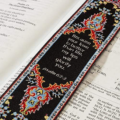 Logos Bookmark -Psalm 63:3, Christian, Cloth Carpet Bookmark - color: Your Love is Better Than Life, size: Single