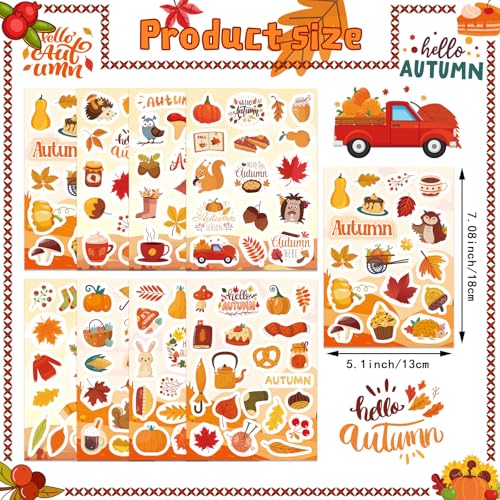 576 PCS Fall Stickers, Hello Autumn Stickers, Thanksgiving Games for Kids - style: Fall