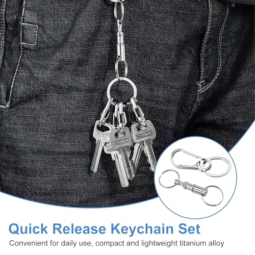 10 Pcs Quick Release Keychain and Key Rings, Stainless Steel Detachable Carabiner Clips Set with 360° Swivel Lock System, Men Women Car Keys Auto Enthusiasts Mechanics DIY Crafts Accessories (Silver)