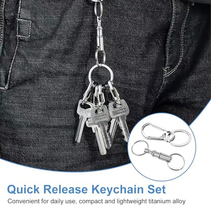 10 Pcs Quick Release Keychain and Key Rings, Stainless Steel Detachable Carabiner Clips Set with 360° Swivel Lock System, Men Women Car Keys Auto Enthusiasts Mechanics DIY Crafts Accessories (Silver)