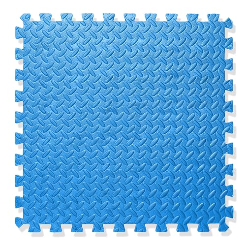 Philosophy Gym Pack of 30 Exercise Flooring Mats - 24 x 24 Inch Foam Rubber Interlocking Puzzle Floor Tiles - Blue - color: 120 Sq Ft, 1/2" Thick - Blue