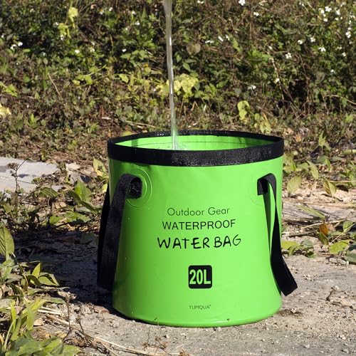 Collapsible Bucket 5 Gallon, Multifunctional Portable Folding Bucket Water Container Wash Basin for Camping Fishing Hiking Traveling Backpacking Outdoor Survival Gardening Car Washing - color: Green