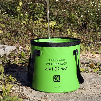 Collapsible Bucket 5 Gallon, Multifunctional Portable Folding Bucket Water Container Wash Basin for Camping Fishing Hiking Traveling Backpacking Outdoor Survival Gardening Car Washing - color: Green